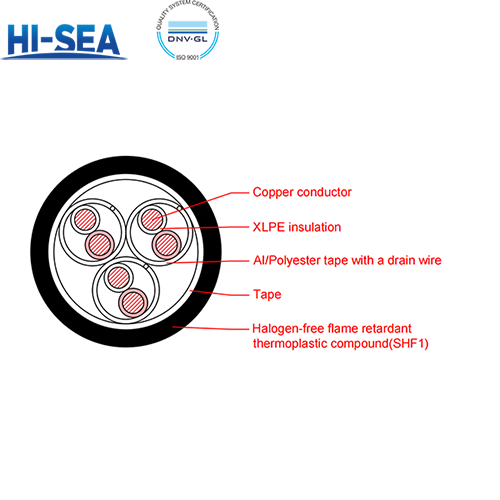 CHJPFP/SC XLPE Insulation Low Smoke Halogen Free Flame Retardant Marine Communication Cable with Shield